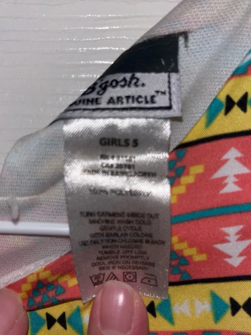Article Girls Pink Satin-Waist Multicolor Aztec Dress